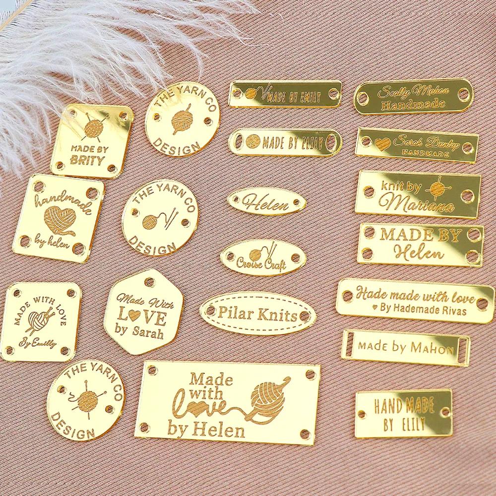 Etiquetas de etiquetas personalizadas feitas à mão, Etiquetas acrílicas gravadas para roupas, Sacos DIY artesanais, Acessórios de vestuário de costura, 50pcs - Image 1