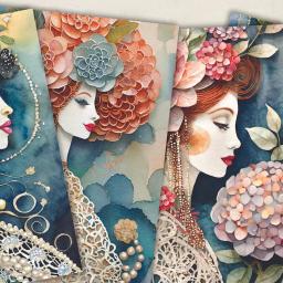 Floral gasto chique Scrapbook Paper Set, perfeito para revistas de bala, artesanato, Scrapbooking Suprimentos, Junk Journal Kits, 58 pcs - Image 5