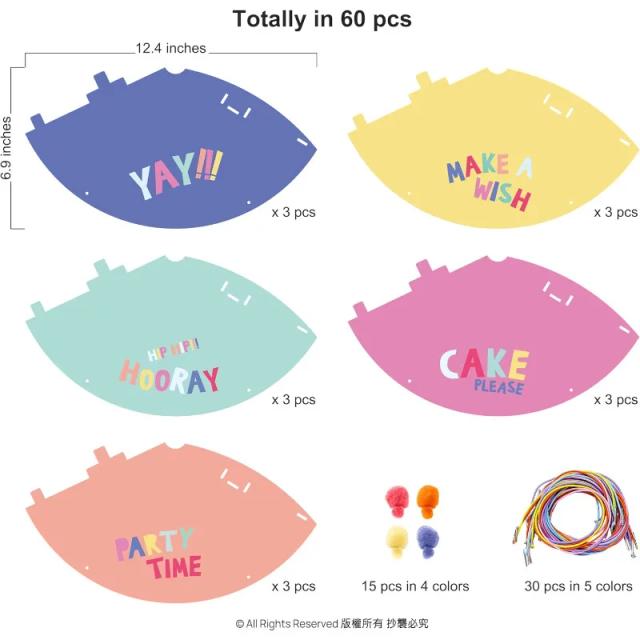Chapéus de Festa Coloridos com Pom Pom para Crianças - Pacote com 15 Peças para Aniversários e Artesanato Divertido