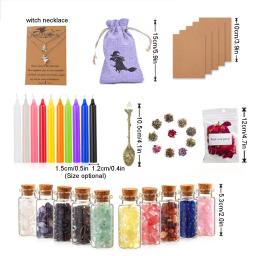 Suprimentos de bruxaria kit wiccan suprimentos ferramentas caixa de bruxa incluem ervas secas frascos de cristal velas coloridas pergaminho para feitiços - Image 2