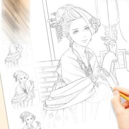 Hand Painted Comics Tutorial Book para meninas e meninos, esboçando prática, cópia da arte, estudando aprendizagem, Art Tracing Sketch - Image 3