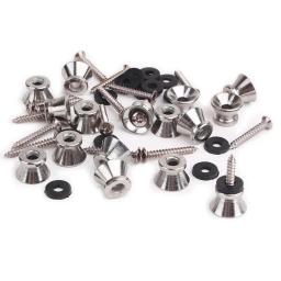 16 pçs prata correia botão com parafusos de almofada para baixo guitarra - Image 4