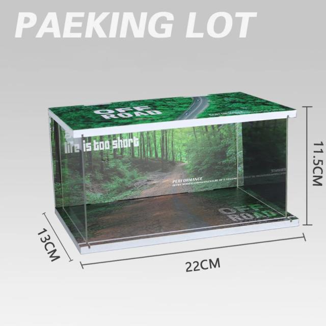 Garagem Diorama em Escala 1:32 para Carros Fundidos - Vitrine de Brinquedo e Cenário de Estacionamento em Miniatura em PVC