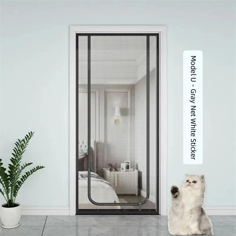 Tela reforçada Cat Fiberglass Door Screen Cortina de forma de abertura para cima e esquerda Tela de malha anti-mosquito para sala de estar - Image 1