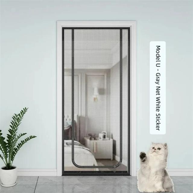 Tela Reforçada Cat Fiberglass: Cortina de Abertura Vertical e Lateral com Tela Anti-Mosquito para Sala de Estar