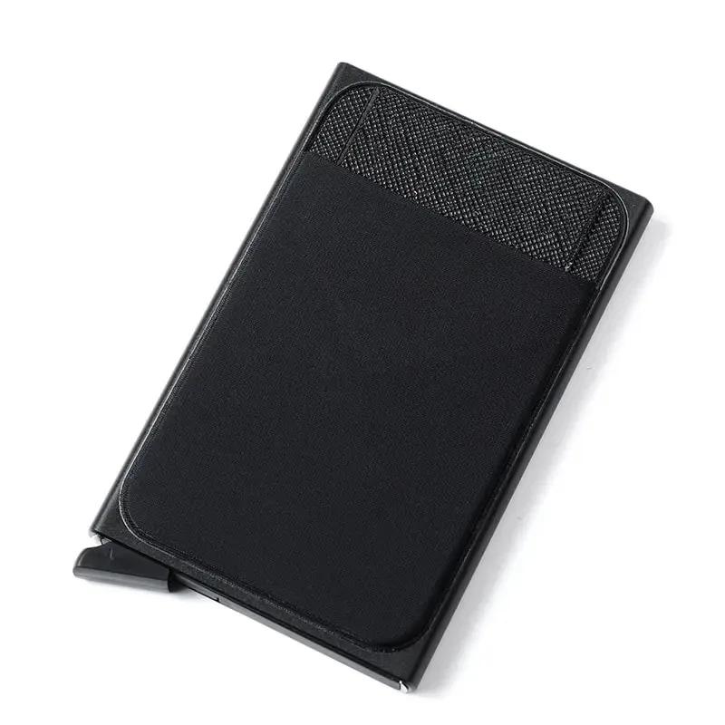 Carteira inteligente RFID para homens e mulheres, porta-cartões, metal, fina, fina, pop-up, minimalista, pequena, bolsa preta - Image 1