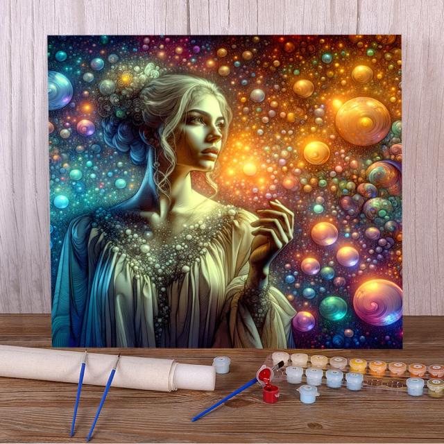 Pintura por Números: Retrato de Menina com Íris - Kit de Artesanato para Adultos, Decoração de Parede e Ideias de Presente Personalizadas em Atacado