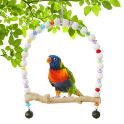 Wood Standing Bird Poleiro Stand, Mastigação Pendurar Acessórios, Rainbow Bridge, Rede para Calopsita, Lovebirds - Image 1