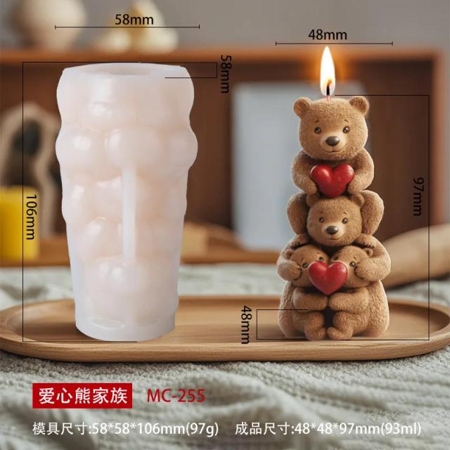 Molde de Silicone Urso Família Aromaterapia Artesanato e Decoração 3D
