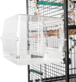 Pássaro banheira chuveiro caixa grande pendurado claro cubo transparente para papagaios gaiola acessórios tigela - Image 4