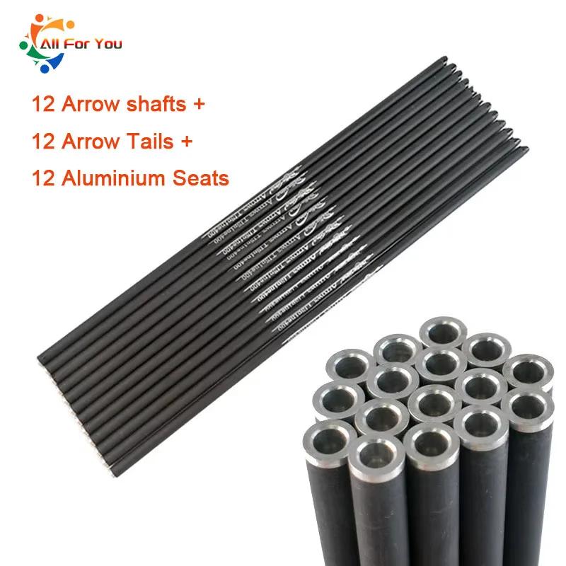 12pçs setas de tiro com arco, alvo de caça, besta, eixo de seta de carbono, 16/20 polegadas, coluna 400 para besta, tiro com arco - Image 1