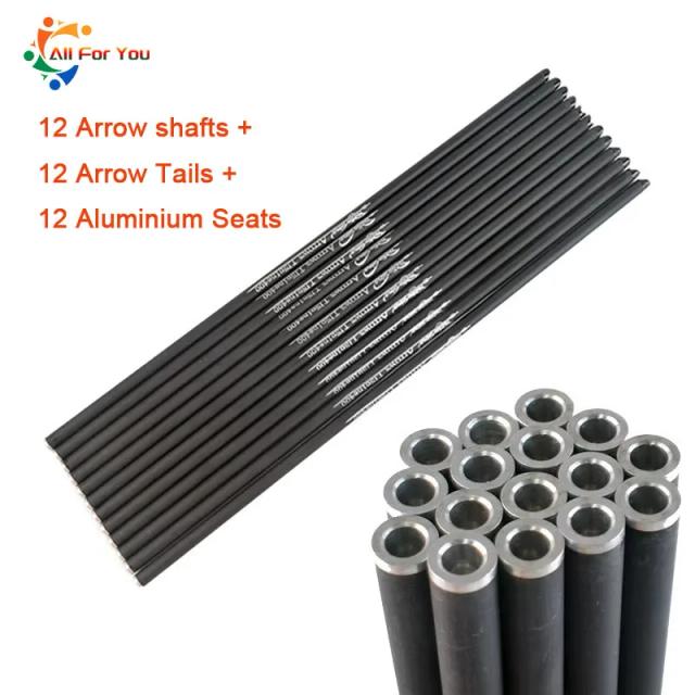 12pçs setas de tiro com arco, alvo de caça, besta, eixo de seta de carbono, 16/20 polegadas, coluna 400 para besta, tiro com arco