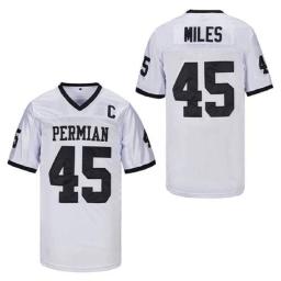 Futebol americano jersey PERMIAN 45 MILES Costura Branco Preto Capitão patch Bordado Outdoor Sports Malha Ventilação 2023 Novo - Image 2
