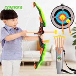 Conjunto de arco e flecha para crianças, brinquedos com luzes de flash led, arco de tiro com arco para crianças, jogo de esportes ao ar livre, brinquedo de tiro, presente para meninos - Image 1