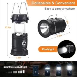 Portátil led lanterna de acampamento leve à prova dwaterproof água solar usb recarregável lanterna led kits sobrevivência para interior ao ar livre - Image 5