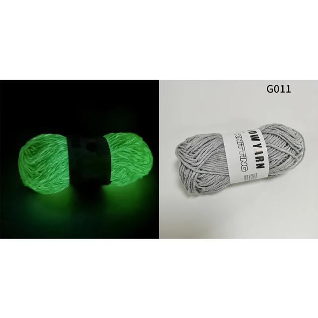 Fio de Poliester Luminoso Brilha no Escuro para Tricô Manual - Lã Fluorescente Ideal para Suéter, Lenço, Chapéu e Tapete 50g
