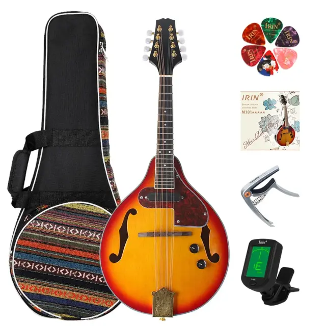 Guitarra Elétrica de Bandolim de Jacarandá com Afinador e Palhetas - Instrumento Musical de 8 Cordas para Iniciantes e Adultos