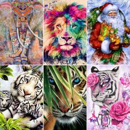 Meian animal casa tigre impresso tecido ponto cruz kit completo bordado artesanato hobby costura decoração de casa mulina - Image 1