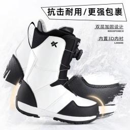 Sapatos de esqui de uso rápido, sapatos de snowboard profissionais, sapatos de neve impermeáveis quentes para iniciantes femininos, botas de esqui planas esculpidas masculinas - Image 4