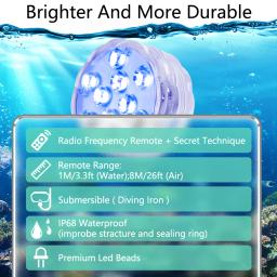 Luzes subaquáticas RGB com ventosas magnéticas, Iluminação do tanque de peixes, Planta crescer luzes, 10 LED, 16 cores - Image 4