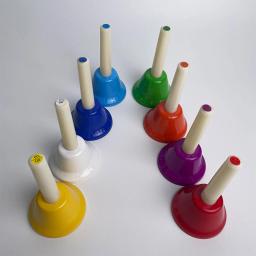 Mão colorida sinos handbells, instrumento musical para casamento, férias e sala de aula, material para festa para crianças, 8x - Image 6