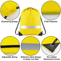 Mochila Reflexiva com Cordão, Esporte de Natação Ginásio Ao Ar Livre, Saco Portátil De Viagem, Bolso De Praia Impermeável Cinch, Homens e Mulheres, 43x34cm - Image 3
