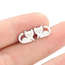 Brincos de animais dos desenhos animados para mulheres, Aço Inoxidável Múltiplo, Cat Stud, Small Dog Paw Ear Studs, Jóias Engraçadas, Oorbellen - Image 3