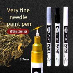 Marcador de pintura oleosa permanente branca, caneta para pintura rupestre, pedra, cerâmica, vidro, madeira, pneu, tecido, metal, tinta acrílica, 0,7mm, 4pcs, conjunto - Image 3