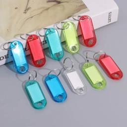 10-100 etiquetas de chave de plástico resistente com janela de etiqueta de anel dividido para kit de chaveiro diy nome numerado etiquetas de bagagem - Image 5
