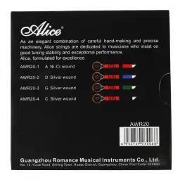 Alice AWR20 Cordas para viola Ni-Cr e aço enrolado em prata pura e núcleo de nylon sintético para conjunto de cordas para viola de 16" - Image 6