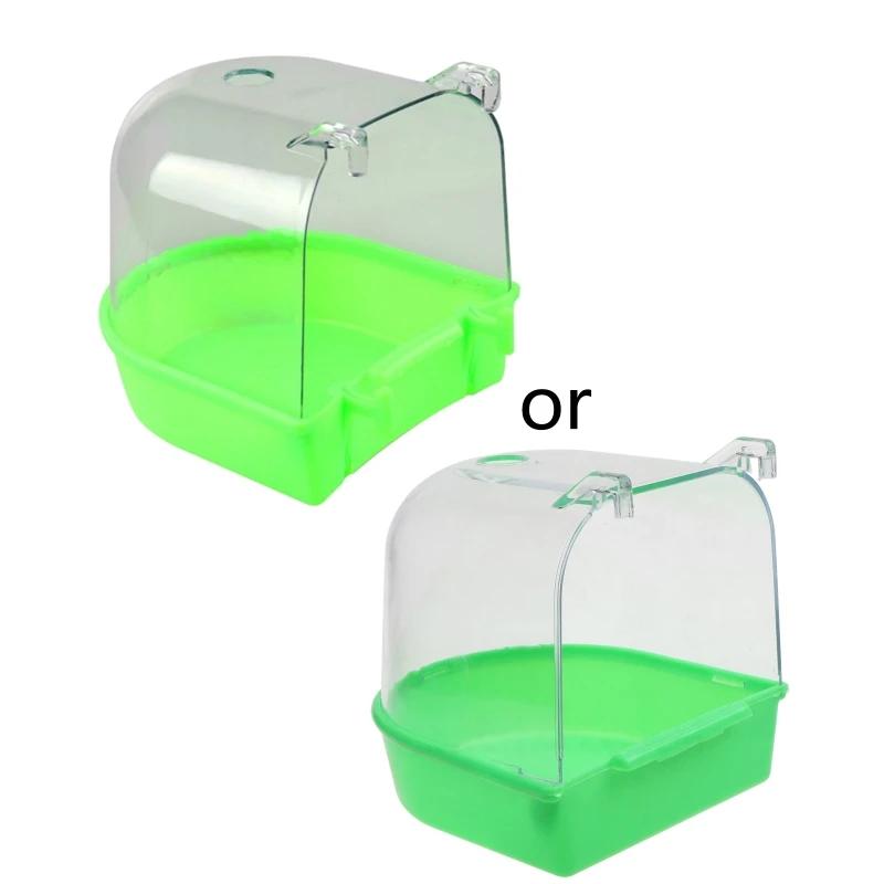 Caixa banho para pássaros pequenos, banheira suspensa, acessórios para gaiola pássaros, design transparente - Image 1