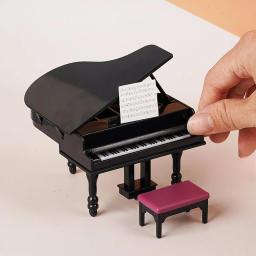 Mini piano de cauda para sala e Dollhouse, instrumento musical, 1:12 - Image 2