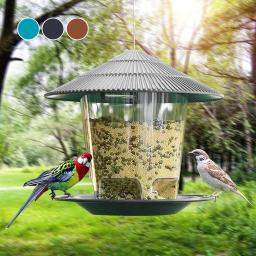Jardim gazebo pendurado alimentador de pássaros selvagens recipiente ao ar livre com pendurar corda pet pássaro alimentação casa tipo alimentador de pássaros novo dropshipping - Image 3