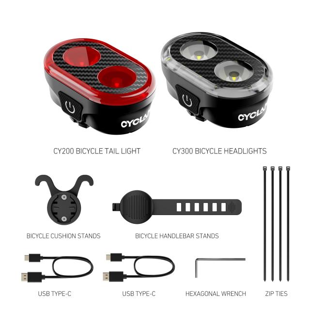 Cyclami Cy300T Bicicleta Inteligente Sensor de Freio Luz Dianteira e Traseira à Prova d'Água MTB Estrada Acessórios Ciclismo