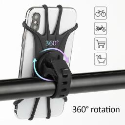 Universal Silicone Mobile Phone Holder para bicicleta, Bike GPS Clip Mount, Baby Stroller Stand, Suporte do guiador da motocicleta, 360 Rotating - Image 2