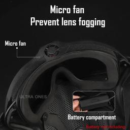 Conjunto de meia máscara tática e óculos destacáveis, caça ao ar livre, airsoft, paintball, rosto inteiro, máscaras de proteção com micro ventilador - Image 3