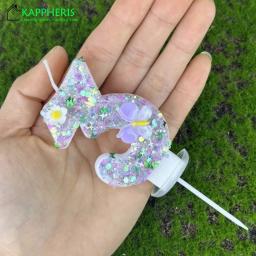 Vela De Aniversário De Sparklers com Flor De Borboleta, Velas De Aniversário Das Crianças, Decorações Do Topper Do Bolo Do Número Das Meninas - Image 4