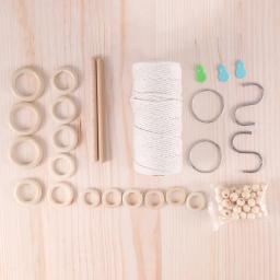 Kit De Cordão De Algodão De Macramé Com Ganchos, Contas, Corda De Madeira, Vara De Madeira, Cabides De Parede De Plantas, Kit De Macramé, 3mm - Image 5
