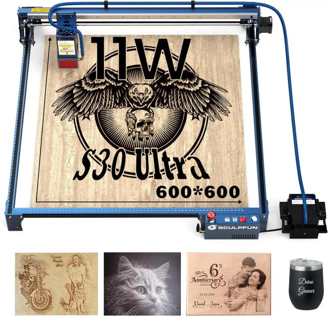 SCULPFUN S30 Ultra Gravador a Laser 33W com Assistência de Ar 600x600mm