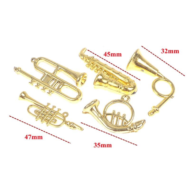 Mini Golden trompete saxofone para bonecas, instrumentos de sopro, instrumento musical, casa bar, boneca acessórios, 24pcs por conjunto - Image 1