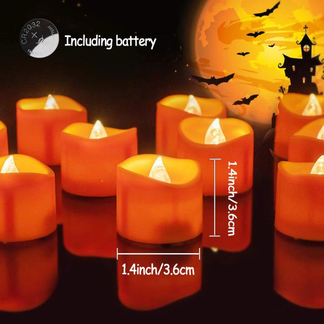 Conjunto de 12 a 120 Velas LED Laranja Sem Chama para Decoração de Halloween, Festas de Outono e Casamentos