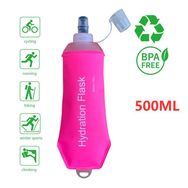 Garrafa de Água Dobrável AXEN 500ml para Maratonas, Trail Running, Camping e Ciclismo em TPU Macio