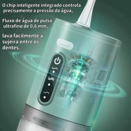 Fio dental de água com raspador de língua e 10 peças de escovas interdentais palhetas de dentes 8 jatos 3 modos de higiene bucal Lavador de boca portátil sem fio fio dental de água para limpador de dentes Ipx7 - Image 4