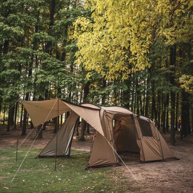 Barraca de Camping Anti-Chuva para 4-8 Pessoas, Super Respirável e Resistente a Ventos, Com Dois Quartos para Aventura ao Ar Livre