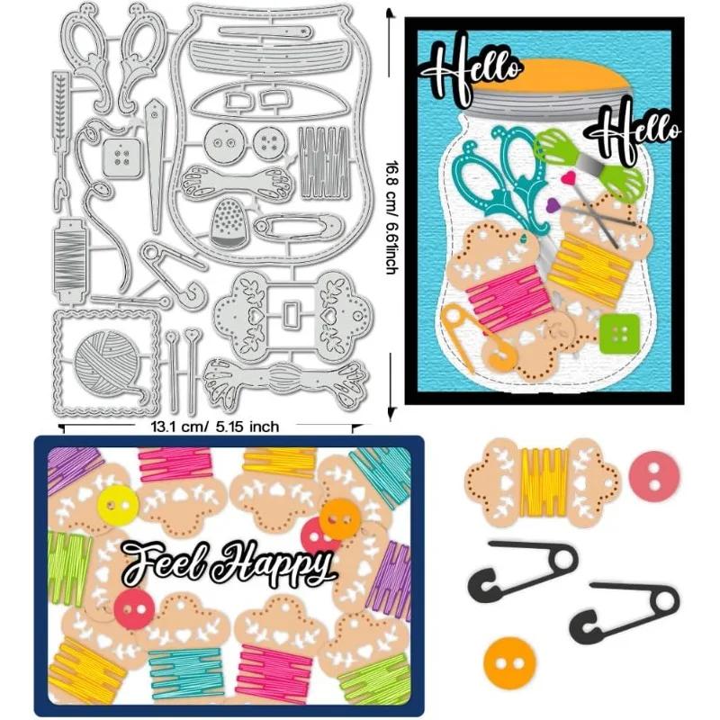 Costura Ferramenta de Corte morre Stencil Pinos e Agulhas Jar, Aço Carbono Embossing Tool, Modelos Metálicos para DIY, 1 Pc - Image 1