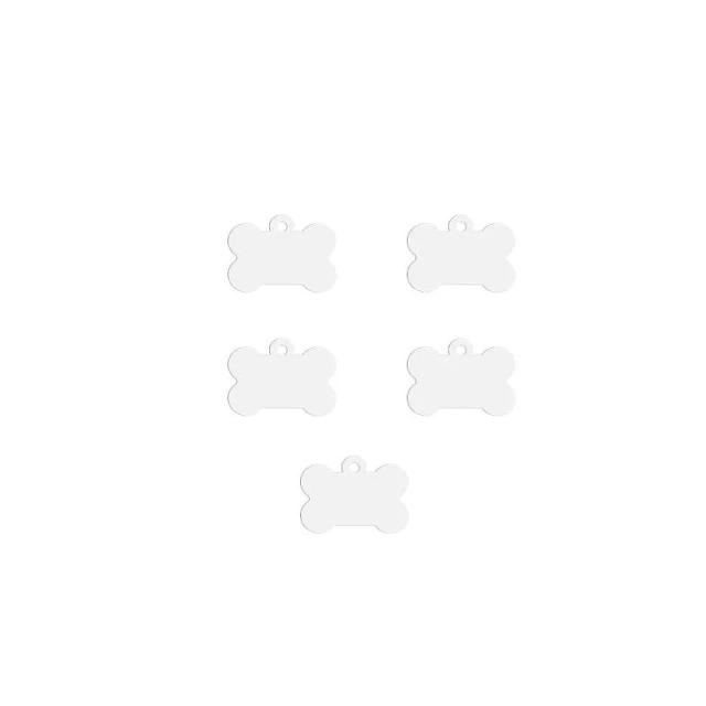 Etiquetas em Branco de Sublimação Dupla Face para Animais de Estimação em Formato de Osso - Ideal para Gatos e Cachorros, Kit com 5 Peças para DIY e Chaveiros Transparentes