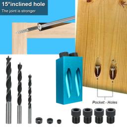 Bolso Hole Puncher Jig Kit com Broca Set, Carpintaria, Perfuração Locator Guia, 15 Graus, 7 Pcs, 14 Pcs, 15Pcs - Image 3