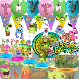 My Singing Monsters Theme Party Decorações, Louça descartável, Toalha de mesa, Adesivo, Guardanapo, Banner, Topper Bolo, Música, Baby Shower - Image 1