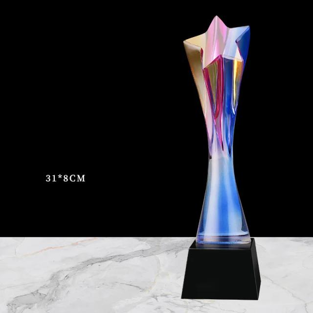 Troféu Cristal Personalizado para Reuniões Anuais - Prêmio Memorável e Criativo para Decoração da Casa em Nova Cor