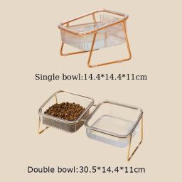 Transparente Pé Alto Duplo Pet Bowl com suporte dourado, Alimentador de água levantada, Cat Food Feeder, Dog Bowl Supplies - Image 6